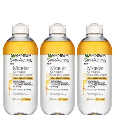 Garnier Nettoyant visage l'eau micellaire 400 ml (Lot de 3) Nettoyant visage impr gn d'huile.