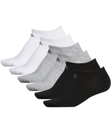 adidas Superlite No Show Womens Athletic Socks - 6 Pairs, Medium, Black/Heather Light Grey/White - Buy Online on GoSupps.com
