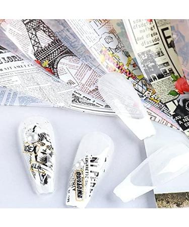 CHANGAR 10 Sheets Nail Foil Sticker Newspaper Magazine Style Foil Transfer Nail Decals Nail Foil Adhesive Stickers Starry Sky Manicure Transfer Tips Nail Art DIY Decoration - Buy Online on GoSupps.com
