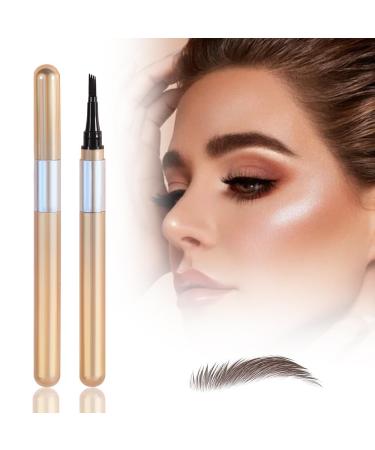 Magic 4 Tip Eyebrow Pencil 3D Waterproof and Sweat-proof Microblading Eyebrow Pencil Contouring Pen Long Lasting Eyebrow Brush Microblade Eyebrow Pencil for Natural Makeup (Light Brown)