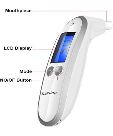 Ketone Breath Analyzer Professional Grade Accuracy Digital Ketone Breath Meter Tracing Ketosis Status with 10 Mouthpieces(White) - Buy Online on GoSupps.com
