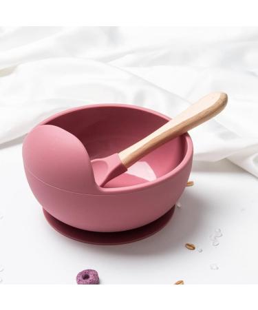 Suction Bowl & Bamboo Spoon Weaning Set | Food Grade Baby Feeding Bowls & Spoons | BPA Free Silicone Children Tableware - Buy Online on GoSupps.com