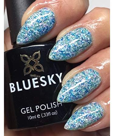 Bluesky Gel Nail Polish Blue Green White Pink and Silver GLITTER FAIRY LIGHTS CHRISTMAS FESTIVE COLOR BSH061 Requires Drying Under UV or LED Lamp