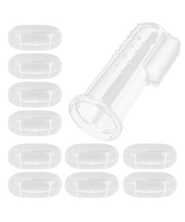 Agatige 10pcs Baby Finger Toothbrush Soft Silicone Infant Toothbrushes for Newborns(Transparent Shell)