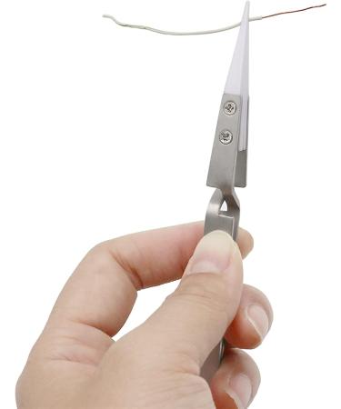 Tweezers Reverse Ceramic Tweezers Electronic Cigarette Heat Conductive Curved Straight Tweezers Precision Tweezers Set (Size : Oblique Head) - Buy Online on GoSupps.com