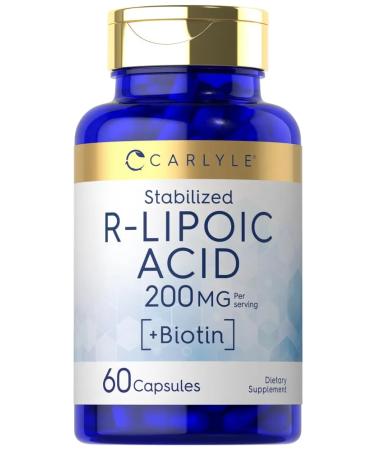 Carlyle R-Lipoic Acid 200mg | 60 Capsules | Stabilized R-Lipoic Acid with Biotin | Non-GMO Gluten Free
