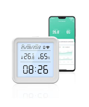 DIFCUL WIFI Thermometer Hygrometer - Mini LCD Digital Thermometer Hygrometer Inside - Support from Alexa Google Aga Warnings Data storage