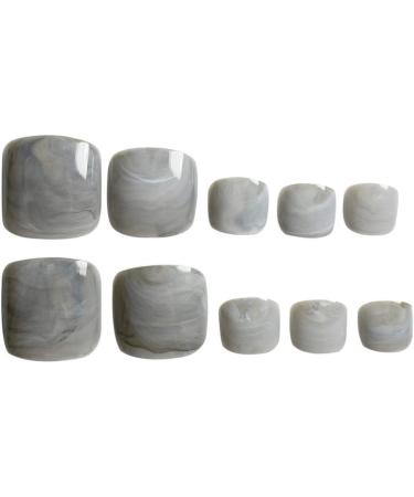 24Pcs Press On Toenails Marble False Toenails Full Cover French Tips Fake Toenails for Women Girls Sticker On Toenails Artificial Feet Nails Pedicure Art - Buy Online on GoSupps.com