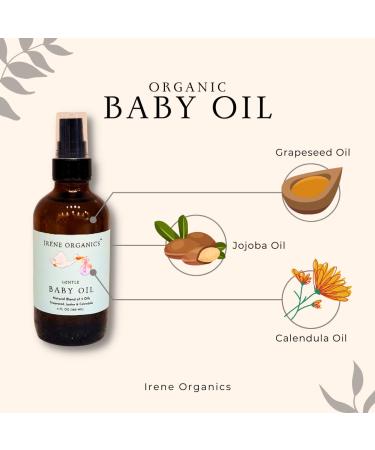 Irene Organics All Natural Baby Oil - Unscented Moisturizing Organic Ingredients - Safe for Newborns to Adults - 4oz - Buy Online on GoSupps.com