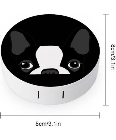 Boston Terrier Round Case For Contact Lens Kit Storage Box with Mirror Printed - Buy Online on GoSupps.com