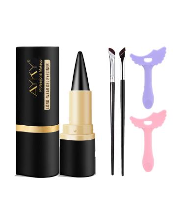 Ayky Long Wear Gel Eyeliner Ayky Natural Black Eyeliner Cream Ayky Long Wear Eyeliner Ayky Gel Eyeliner Waterproof Eyeliner Pen With 2 Brush And 2*Silicone Eye Make-Up Aid (04#)