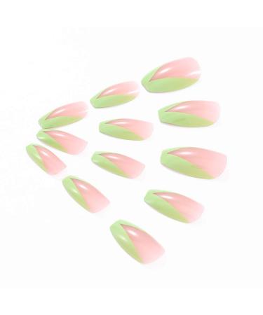 Brishow Coffin Artificial Nails - Shiny French Ballerina Acrylic Press-On Nails for Women & Girls | 24 Full Cover Pieces - Buy Online on GoSupps.com