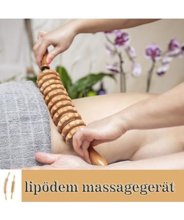 Premium 2-Piece Wooden Massage Roller Set - Anti-Cellulite Deep Tissue Massager for Neck Legs & Back - Maderotherapy Tool - Buy Online on GoSupps.com