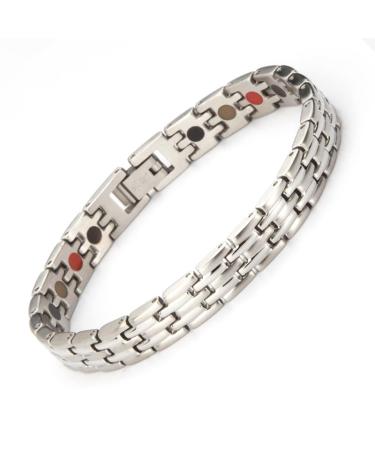 Haqi magnetic hardship for women Reintitan Magnnet hardship adjustable bracelet to close silver bracelet Healthy women's magnetic bracelet Mother Day (3500 Gauss)