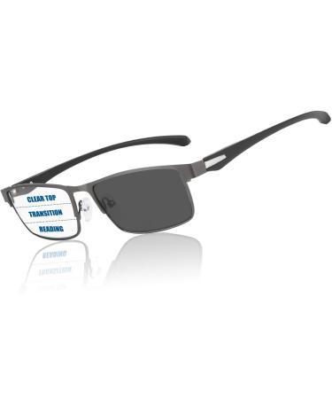 Photochromic Progressive Multifocus Reading Glasses Men Transition Blue Light Blocking Multifocal Computer Readers Premium Gun 2.5 x