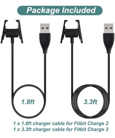 Kissmart Charger for Fitbit Charge 2  Replacement USB Charging Cable Cord for Fitbit Charge2 Smart Wristband (2-Pack  1.8ft & 3.3ft) - Buy Online on GoSupps.com
