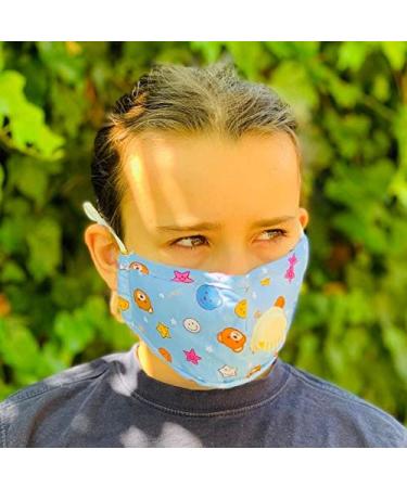 Ariel 33 masks (2 pieces) for children washable made of cotton with filter 2.5 m2.5 (4 pieces included in the scope of delivery) jeans pattern denim