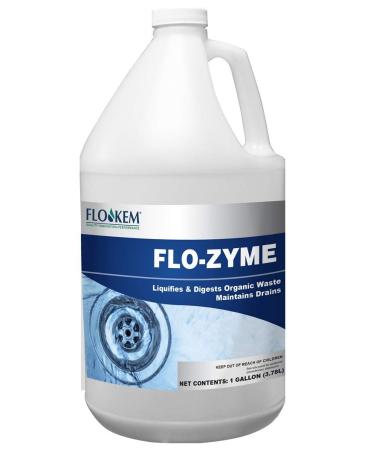 Flo-Kem 5195 Flo-Zyme Commercial Bio-Enzyme Drain Opener/Deoderizer with Pleasant Scent, 1 Gallon Bottle, Milky White