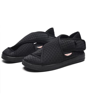 KXSM Extra Wide Shose Diabetic Slippers Fit Home Shoes Comfy Pen Toe Sandals Adjustable Closure Orthopedic Footwear for Arthritis Edema Swollen Feet Flexible Comfy Mesh Rubber Anti-Slip Black 38 38 Black
