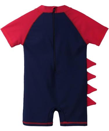 HUAANIUE Baby Boys Swimsuit with Hat | UPF 50+ Sun Protection | Short Sleeve One Piece Rash Guard | 2-3 Years | Red Dinosaur Print - Buy Online on GoSupps.com