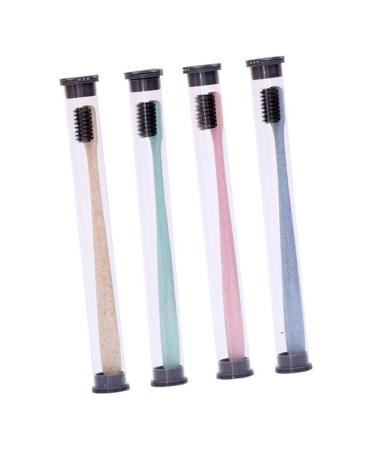 Healeved 4 pieces toothbrush with soft bristle adult toothbrush light toothbrushes from bamboo comfortable toothbrush portable round tube