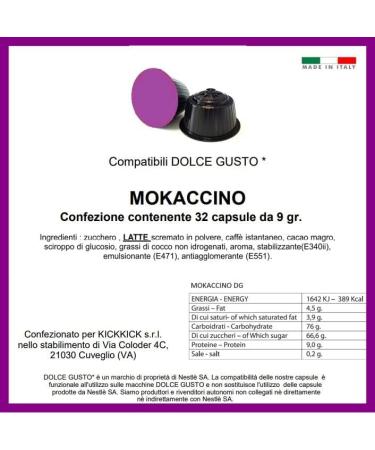 KICKKICK 32 Capsule Mocaccin compatible Nescaf Dolce Gusto - Bevanda Salt solution - Buy Online on GoSupps.com