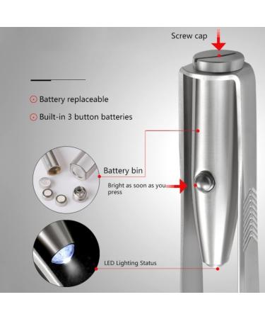 Eyebrow Hair Removal LED Eyebrow Tweezer Portable Stainless Steel Eyebrow Clip with Light Makeup Tools - Buy Online on GoSupps.com