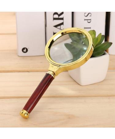70mm 10X Handheld Magnifying Glass Shatterproof Reading Magnifier Real Glass Magnifying Lens with Imitation Mahogany Handle for Science Reading Book Inspection - Buy Online on GoSupps.com
