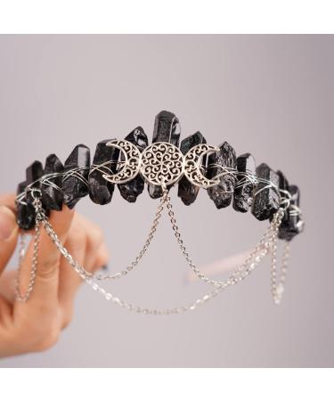Raw Crystal Quartz Moon Tiara Headband - Boho Goddess Crown for Women/Girls - JWICOS Type 1 - Buy Online on GoSupps.com