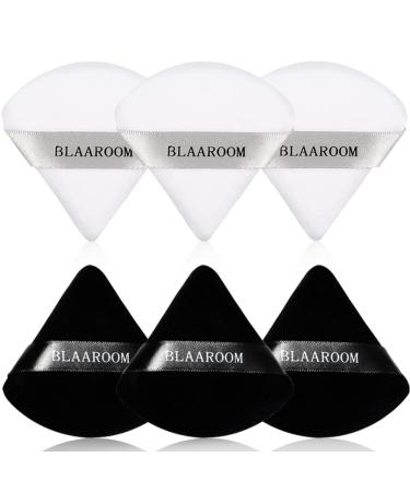 6 Pieces Powder Puff Face Makeup Velour Soft Triangle Powder Puffs - for Loose Powder Mineral Powder Body Powder Wet Dry Cosmetic Foundation Sponge Makeup Tool Black and White