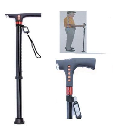 Multifunctional Walking Aid Adjustable Crutches (73-95Cm) 10-Level Height Adjustment Function with Rechargeable LED Night Vision Light and Radio Interesting