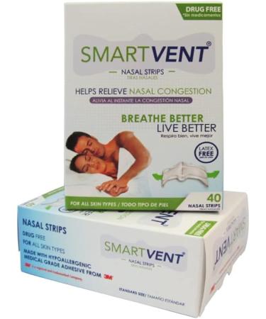 SMART VENT 40 Drug and Latex Free Nasal Strips - Instant Nasal Congestion Relief, 2 Cases Included - Buy Online on GoSupps.com