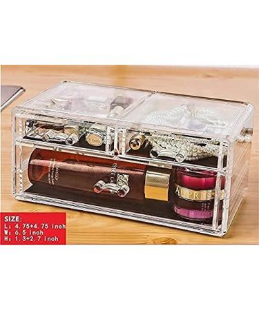 Cq acrylic Stackable Makeup Organizer Set of 3 - Large Clear Cosmetic Storage Box with 7 Drawers for Vanity - Medium Size with Tray Top - Buy Online on GoSupps.com