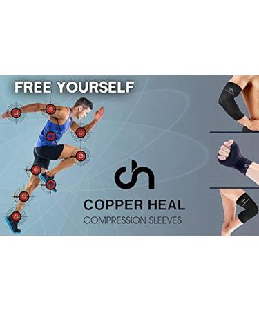 COPPER HEAL Elbow Compression Sleeve - Large (Pack of 1) - Support Stiff Muscles, Joints & Tendonitis - Guaranteed Recovery Brace with High Copper Content - Buy Online on GoSupps.com