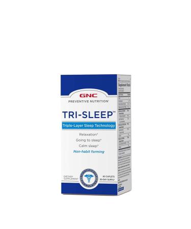 GNC Preventive Nutrition Tri-Sleep Calm Sleep and Relaxation 60 Caplets