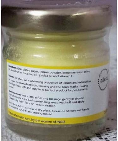 Buy Lip Lightening Exfoliating Lemon Lip Scrub - Removes Lipstick Stains | Coconut Oil & Vitamin E | 100g - International Shipping - Buy Online on GoSupps.com