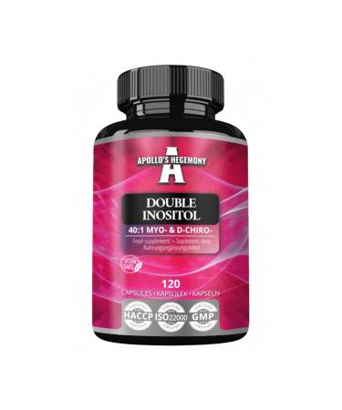Double inositol 120 vegan capsules - myo -inositol + d -chiro -inositol in optimal 40: 1 ratio - 615 mg per capsule - 4 monthly supply - vitamin B8 supplement - by Apollo's Hegemony