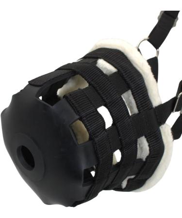 PFIFF 102979 Black Shetty Muzzle with Faux Fur Headpiece - Ideal for Safe and Comfortable Horse Training | International Shipping Available - Buy Online on GoSupps.com