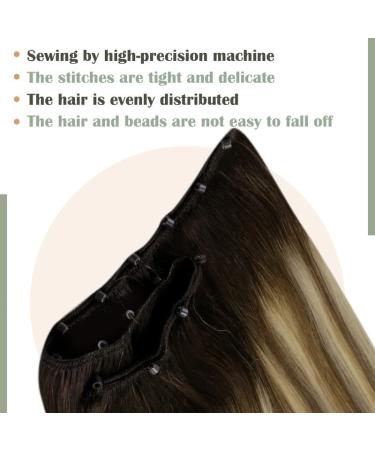 Laavoo 45cm EZ WEFT Extensions - Brown Ombre Blond Microbead Remy Hair Extensions 50g 12-Inch Width Smooth #3/8/24 Dark Brown Balayage Light Brown Ombre Hellblond - Buy Online on GoSupps.com