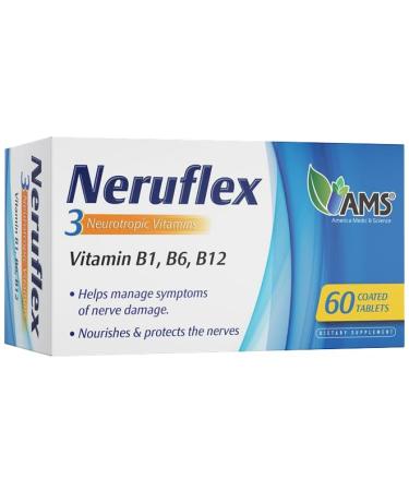 America Medic & Science NeruFlex 60ct Nerve Support Supplement with Essential B-Vitamins Supports Nervous System Health & Energy Production 60 Tablets
