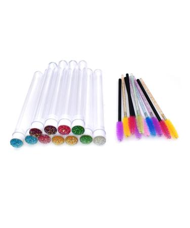 WOFASHPURET Fake Eye Lashes 10pcs Hollow with Drill Eyelash Holder Lash Brush Colorful Lash Curler Woman Lip Gloss Tube 11x1.2cm Random Color