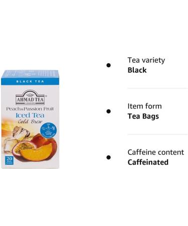 Ahmad Tea Peach & Passion Fruit Cold Brew Black Tea - 20 Teabag Sachets - Buy Online on GoSupps.com