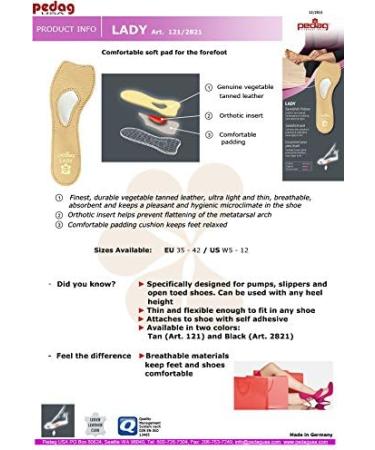 Pedag 121 Lady Ultra Thin Leather Insoles for All Heels - Self Adhesive Tan - Women's Size 7 / EU 37 - Buy Online on GoSupps.com