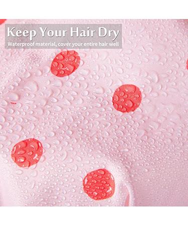 3 Pieces Waterproof Reusable Shower Caps for Women - Elastic Hem Turban Bath Caps for Long, Short, and Curly Hair - Stripe, Coconut Palm, and Polka Dot Patterns - Buy Online on GoSupps.com