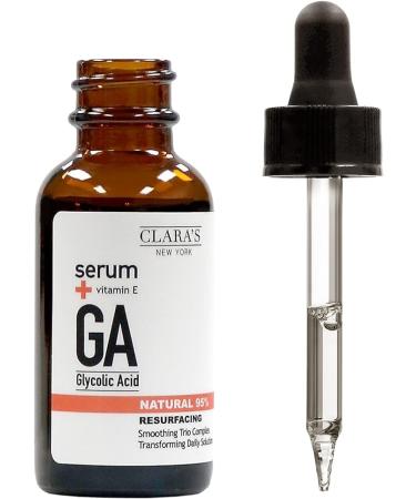 Clara's New York Resurfacing Glycolic Acid Facial Serum with Vitamin E Brightening and Exfoliating Face Serum for Uneven Skin Tone Suitable For All Skin Types 30ml - Buy Online on GoSupps.com