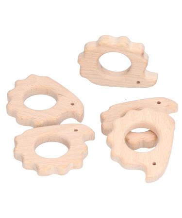 Set of 5 Natural Beech Wood Hedgehog Teething - Safe and Soothing for Baby Gums - Perfect for Teething Necklace or Bracelet - Buy Online on GoSupps.com