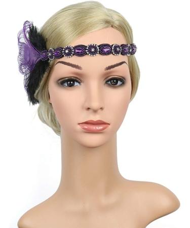 Luxshiny Flapper Headband 1920s Confidence Bridal Headpieces for Wedding 1920s Accessories for Women Great Headband 1920s Flapper Headband Purple Bride Kitten Beaded - Buy Online on GoSupps.com