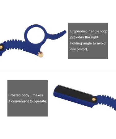 Professional Straight Edge Razor Holder for Men - SYH & AQYE Barber Razor with Easy Blade Replacement (Blue) - Buy Online on GoSupps.com