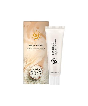 Rice Protective Cream, Moisturizing, Refreshing, Non-Sticky and Naturally Resistant to UV Exposure, Increases Skin Elasticity, Face Sunscreen, No Melting