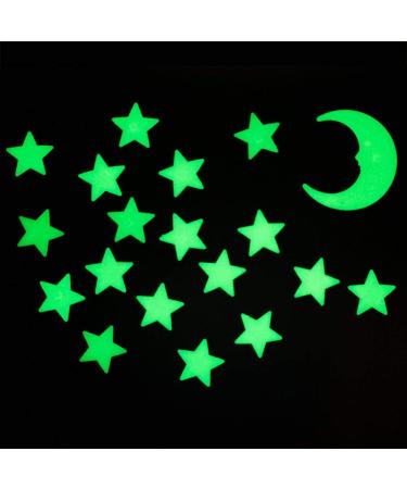 24 Magical 3D Glow in The Dark Moon and Stars Shapes Luminous Fluorescent Stickers DIY Wall Ceiling Decal Murals for Sensory Nursery Baby Kids Bedroom Living Room Decoration (24 Moon & Stars)